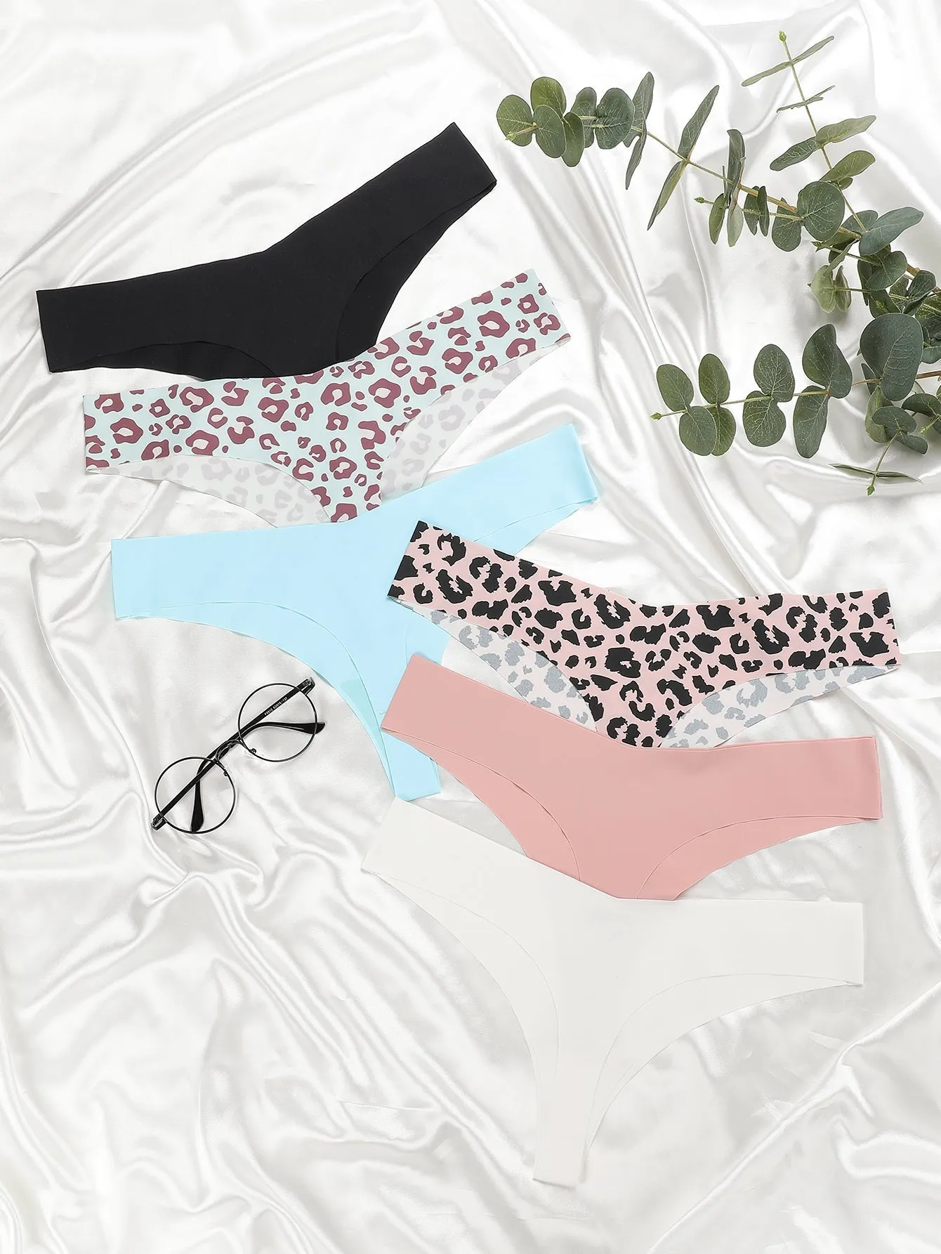 6PCS Sexly Lingerie Multi Color Silky Seamless Thongs Set