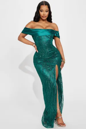 After Midnight Satin Gown - Hunter