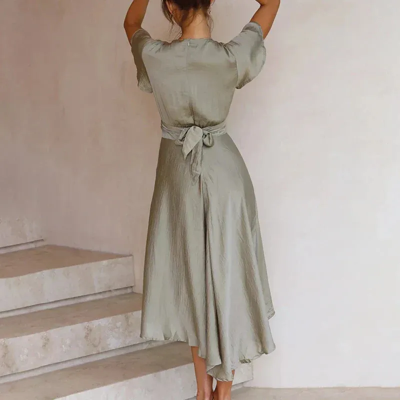 ALESSIA™ | Silk Dress with Bow
