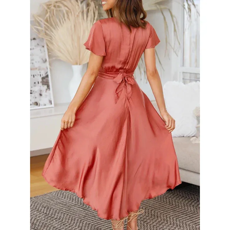 ALESSIA™ | Silk Dress with Bow