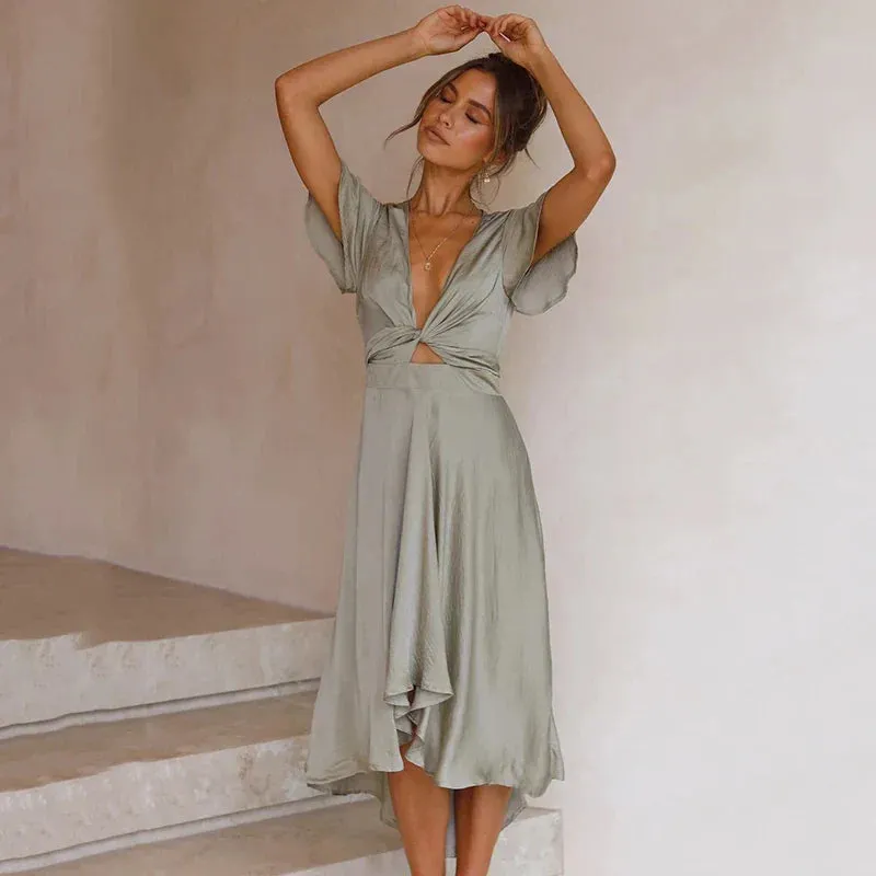 ALESSIA™ | Silk Dress with Bow