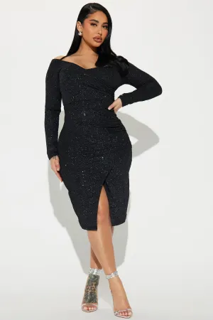 All That Glitter Midi Dress - Black