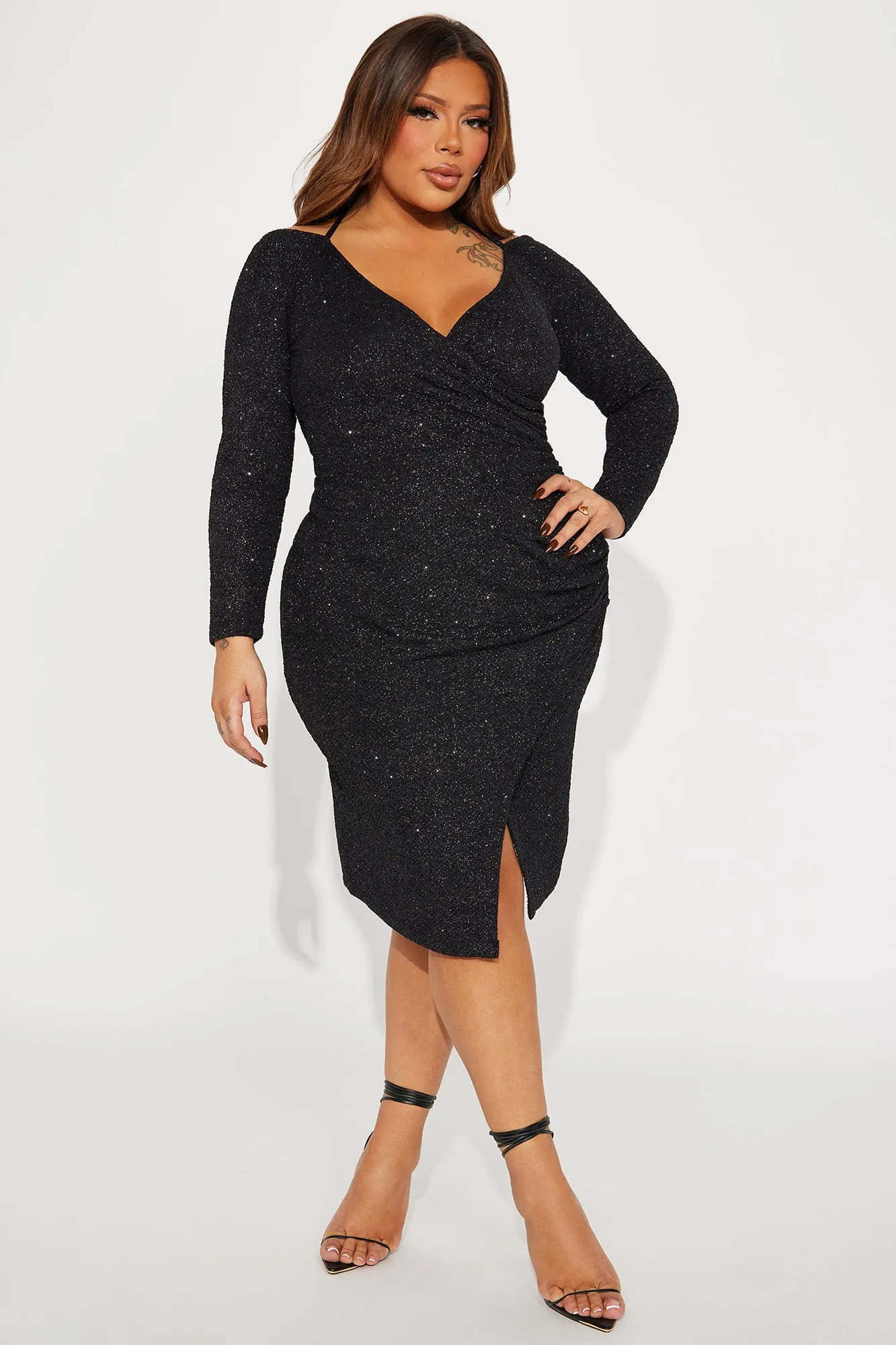 All That Glitter Midi Dress - Black