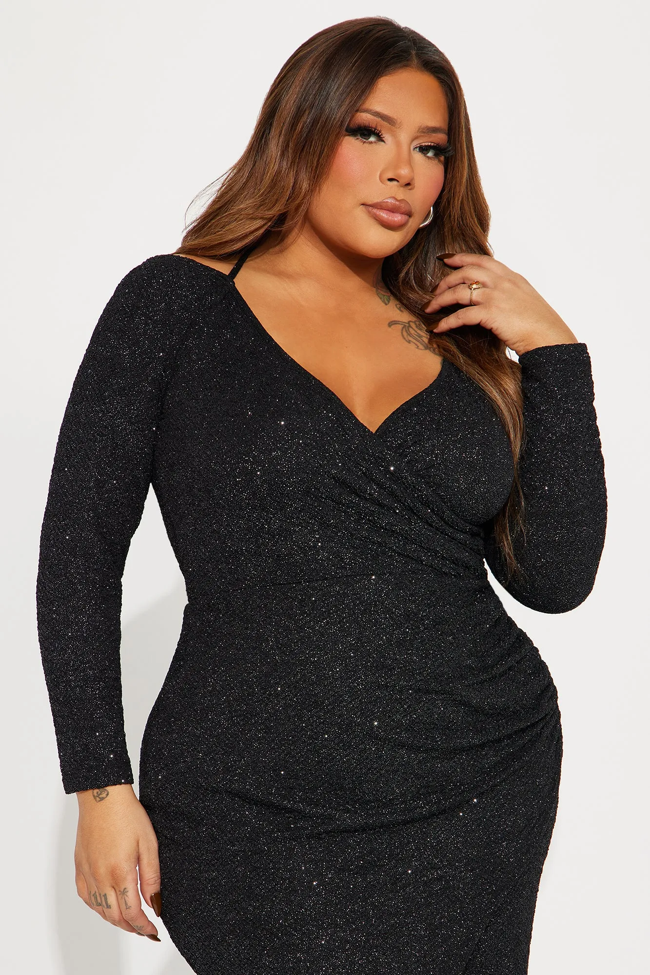 All That Glitter Midi Dress - Black