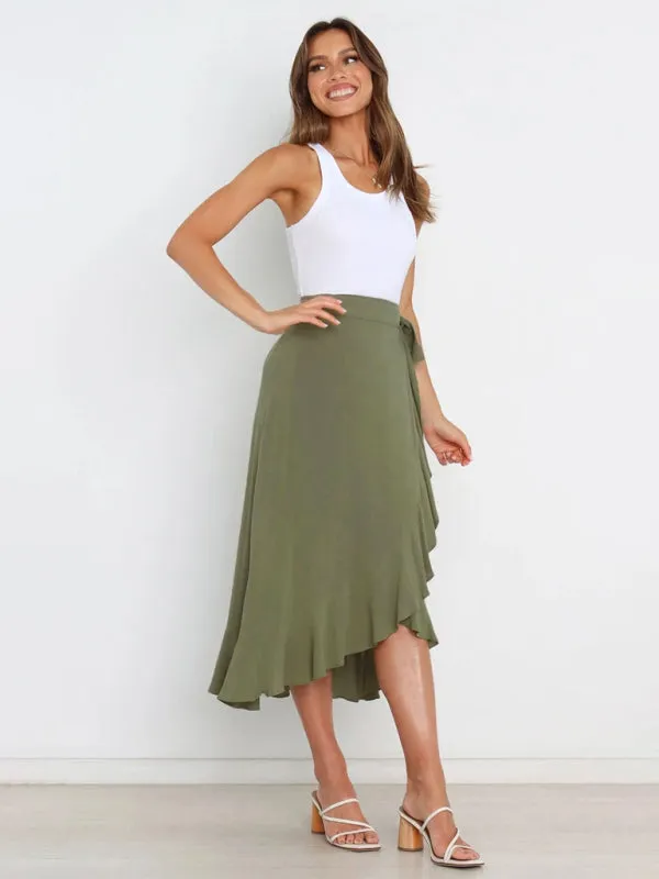 Amirah Women’s Ruffled Asymmetrical Wrap Skirt