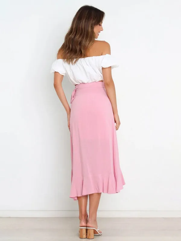 Amirah Women’s Ruffled Asymmetrical Wrap Skirt