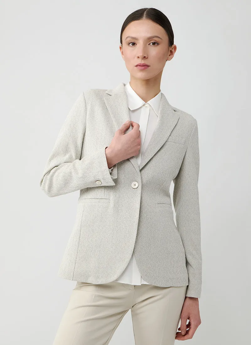 Basketweave 1 Button Long Blazer