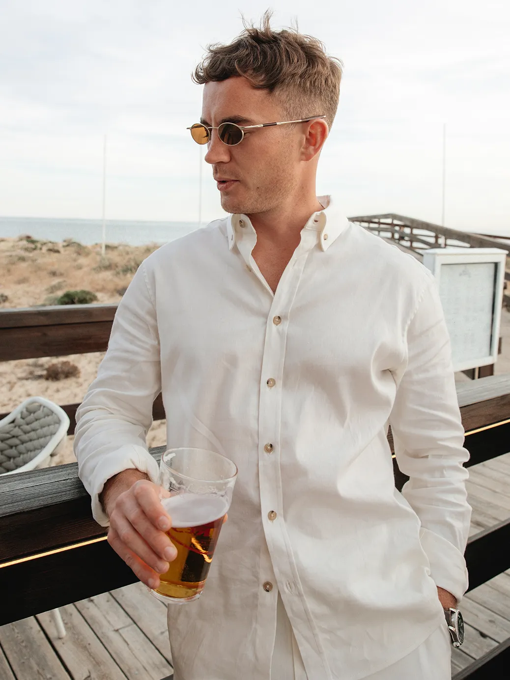 Batch 05 - Mens Off-White Linen - Shirt & Trouser Set