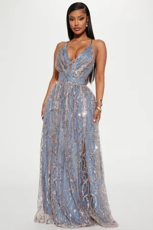Berlin Glitter Maxi Dress - Slate Blue