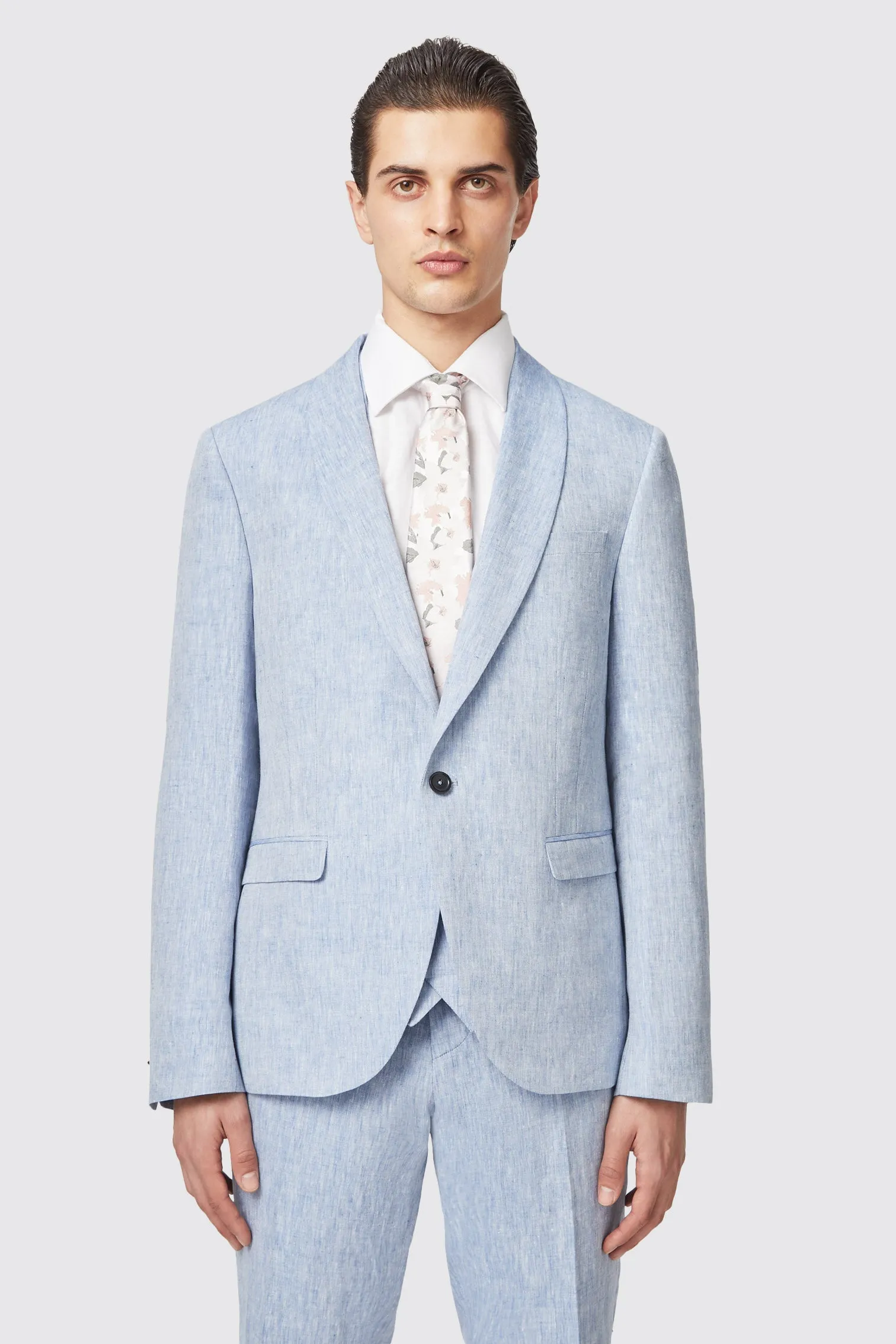 Claremont Slim Fit Blue Linen Suit - ARCHIVE