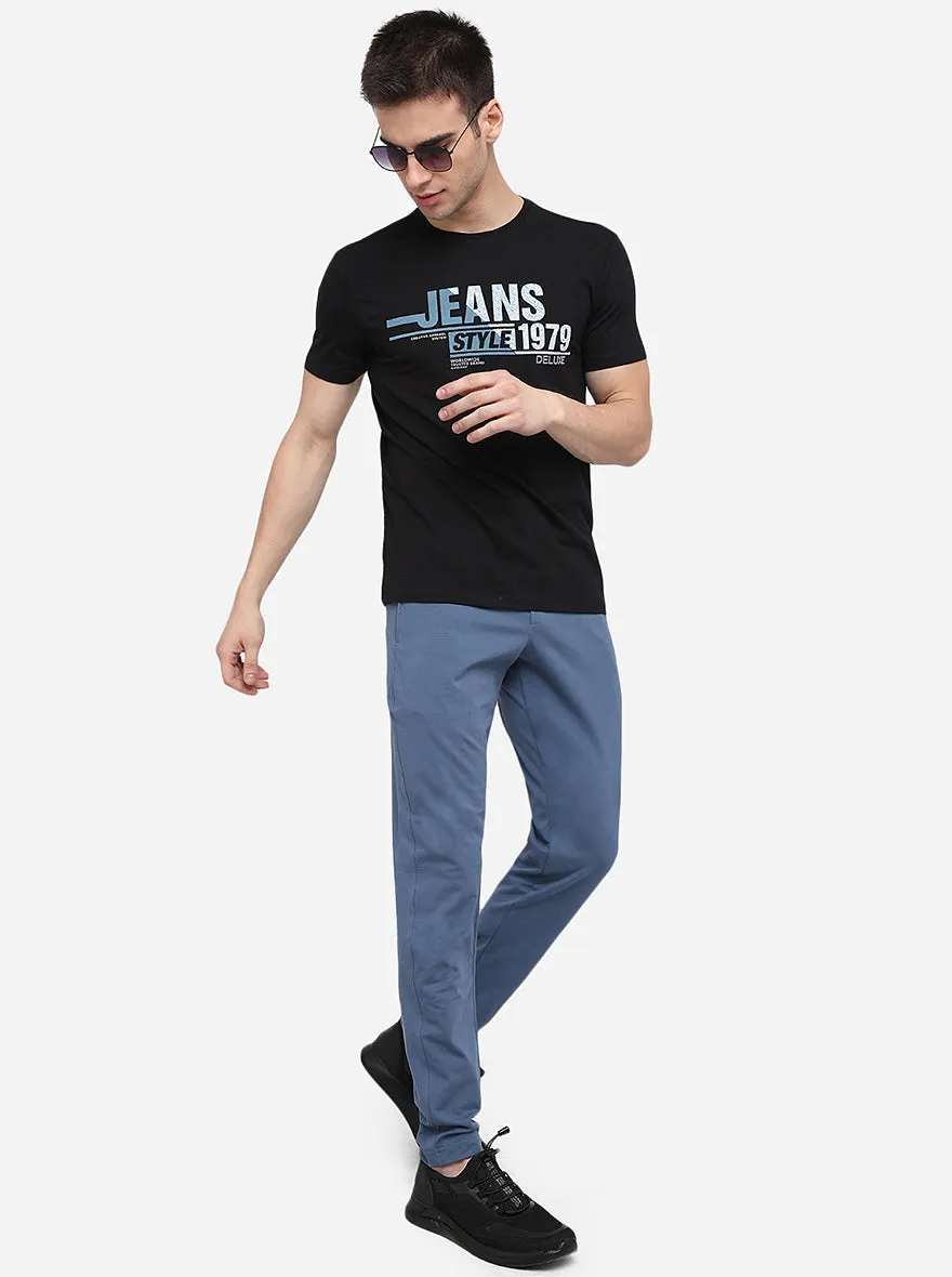 Cornflower Blue Solid Slim Fit Track Pants | JadeBlue