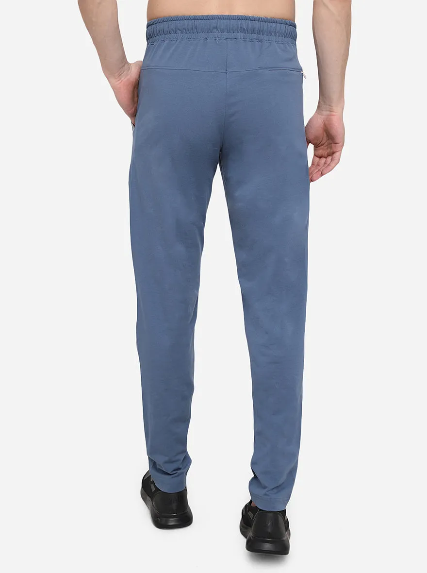 Cornflower Blue Solid Slim Fit Track Pants | JadeBlue