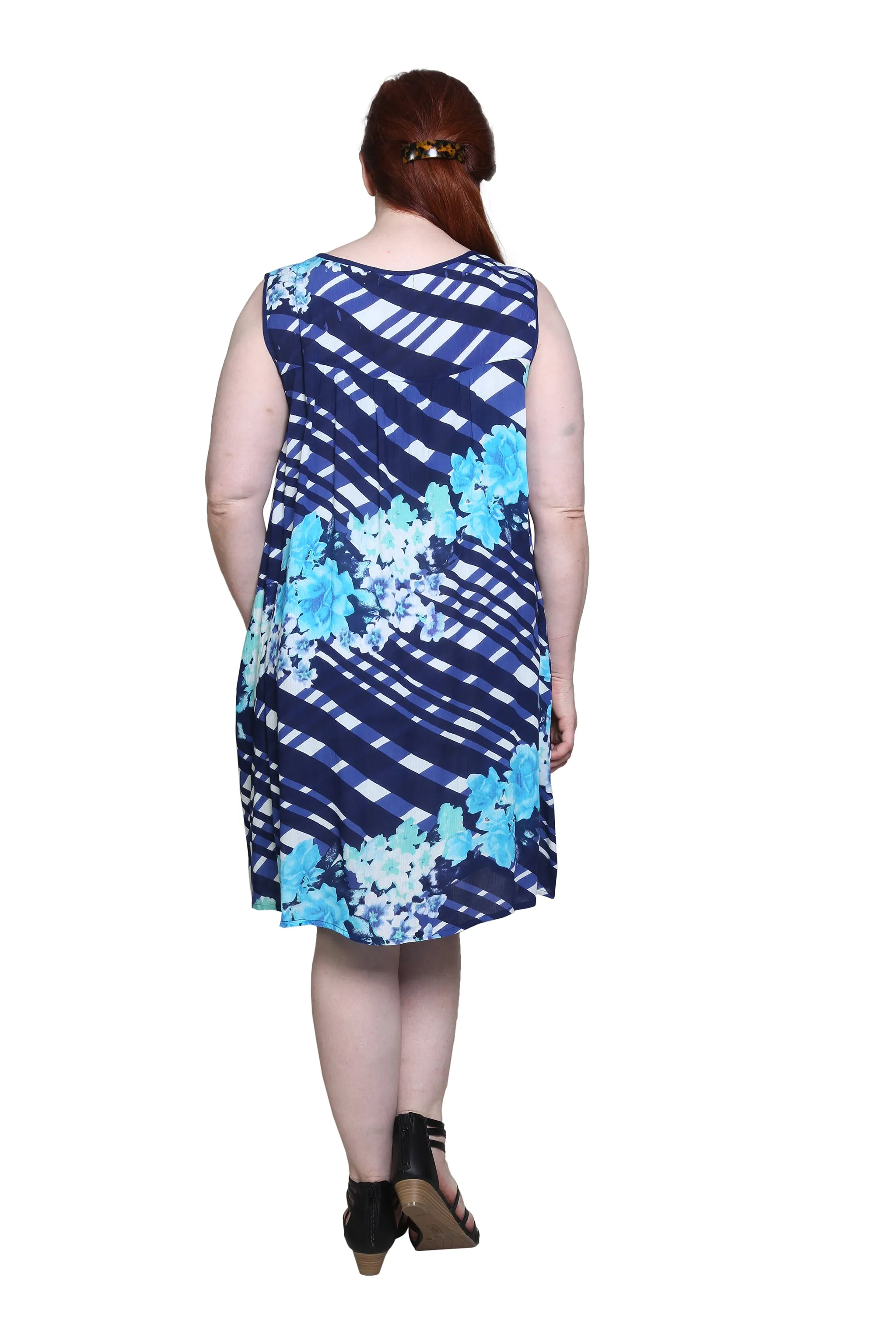 Crochet Yoke Geometrical Print Dress