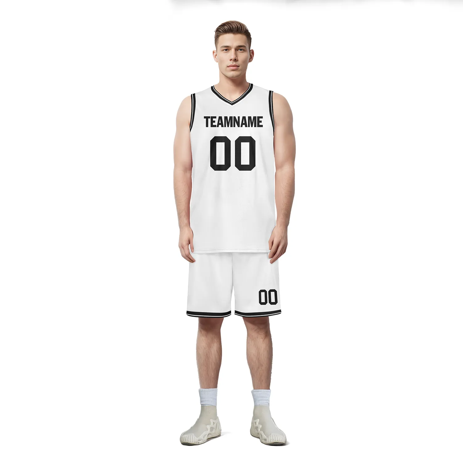 Custom White Black Classic Style Sports Uniform Basketball Jersey BBJ01-bd0a7008