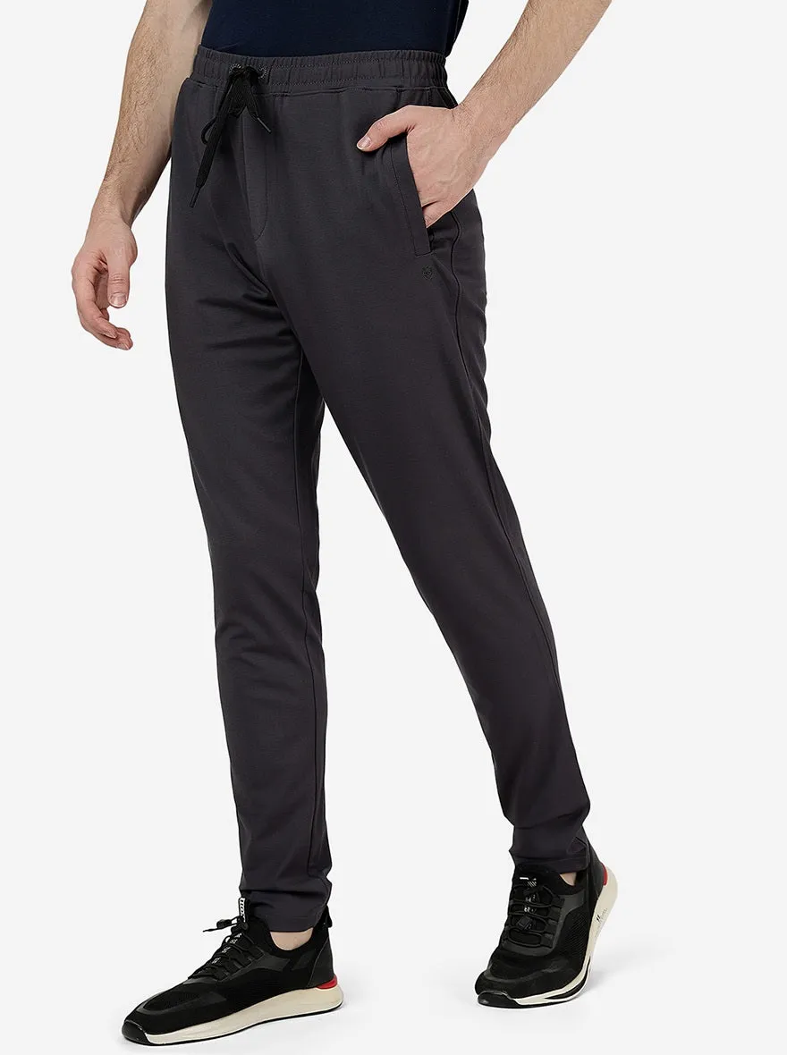 Dark Grey Solid Slim Fit Track Pant | JadeBlue