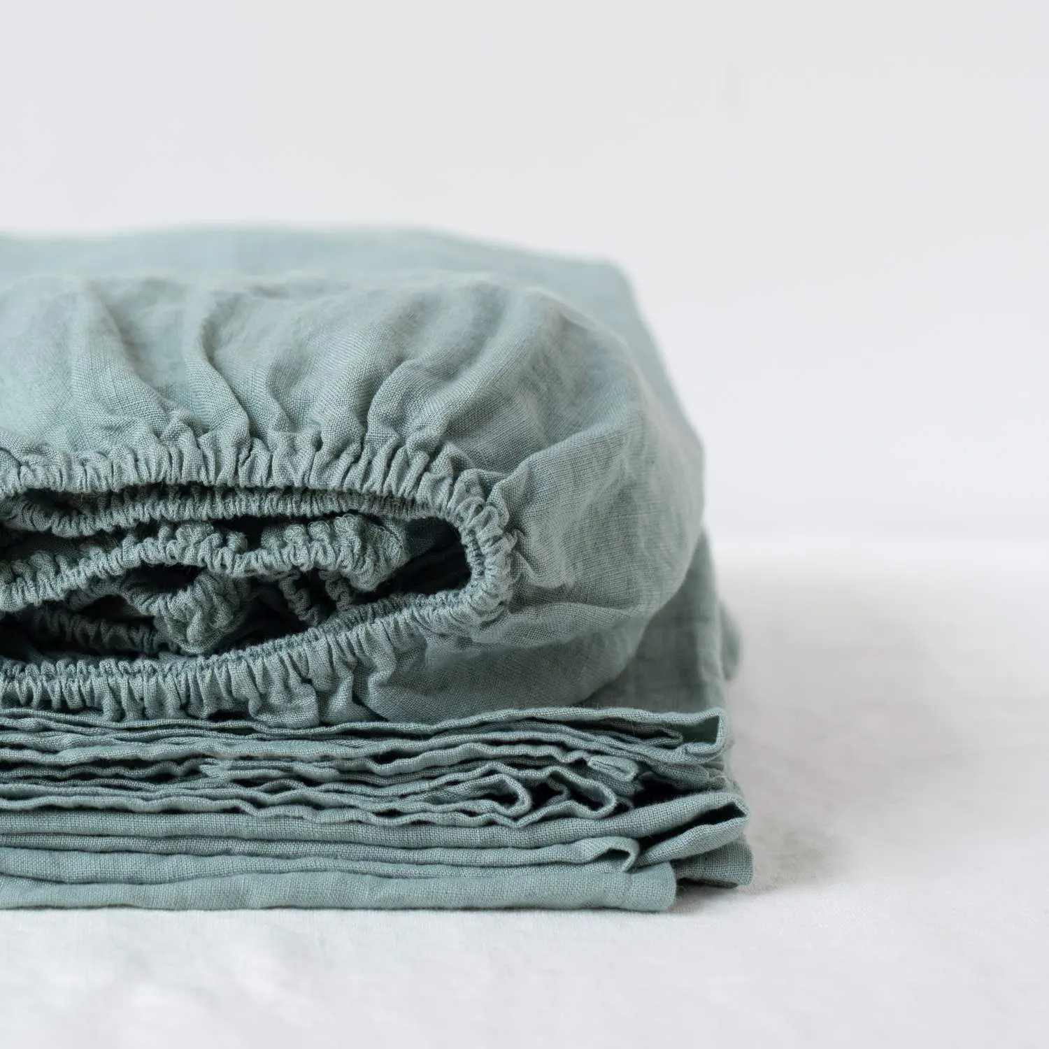Green Milieu Fitted Linen Bed Sheet