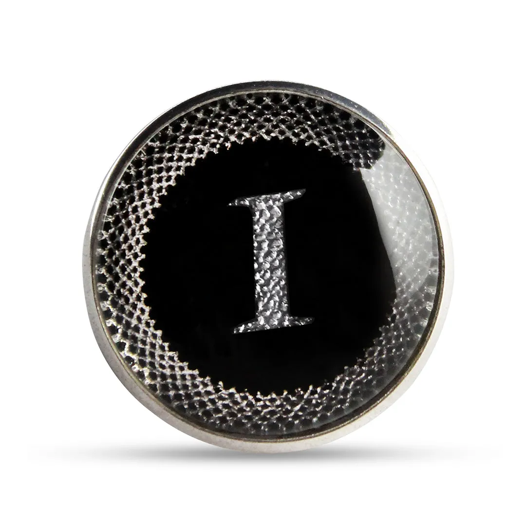 Kavove Alphabet 'I' Black Colour Lapel Pin