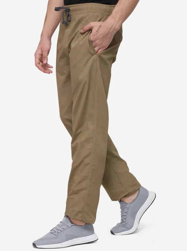 Khaki Solid Slim Fit Paijama | JadeBlue