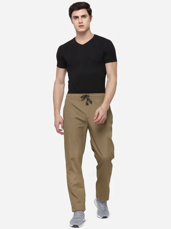 Khaki Solid Slim Fit Paijama | JadeBlue
