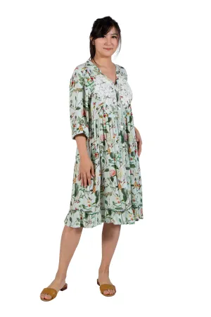 La Cera Lace Applique Lovebird Floral Dress
