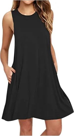 Loose Fit Tank Dresses for Women Summer Sleeveless Beach Dress Cute Mini Sundress 2025 Casual Short Dresses