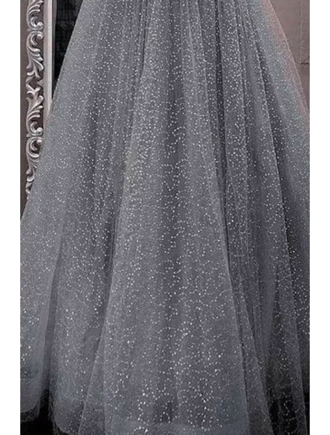 Luolandi A-Line Prom Dresses Sparkle & Shine Dress Party Wear Floor Length Sleeveless Spaghetti Strap Tulle