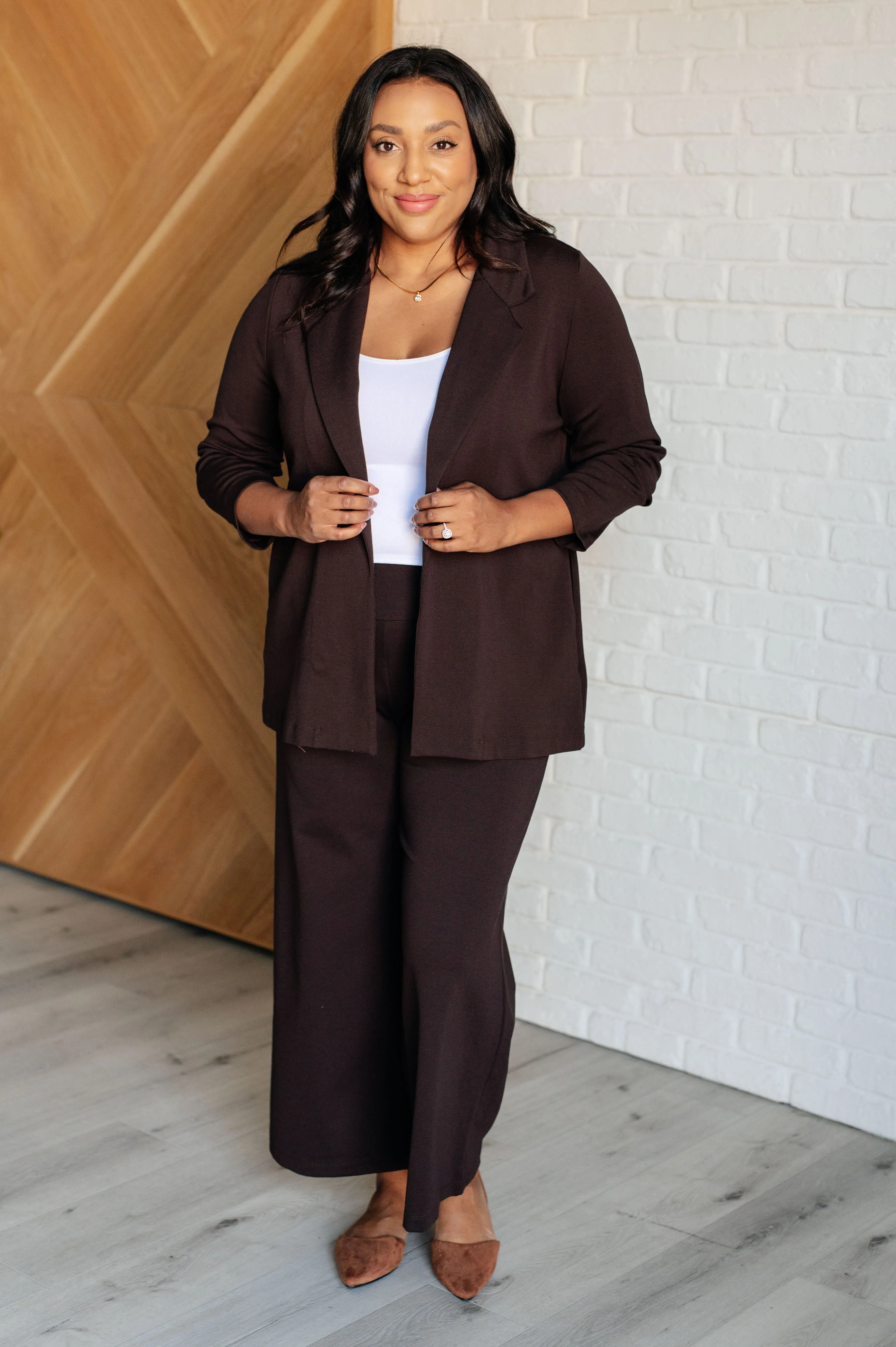 Magic 3/4 Sleeve Blazer in Chocolate by Dear Scarlett