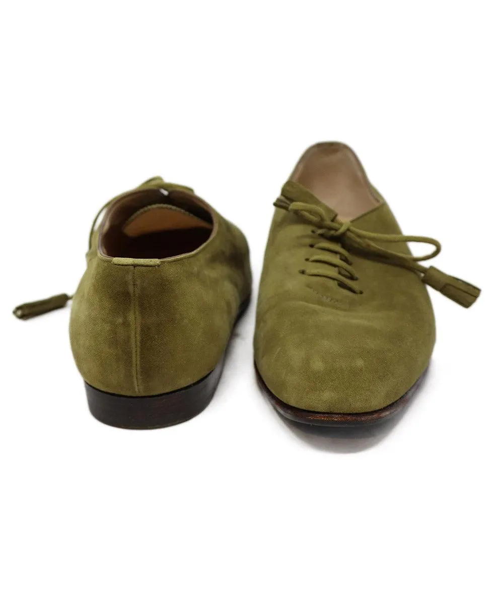 Manolo Blahnik Vintage Olive Suede Shoes sz 7.5