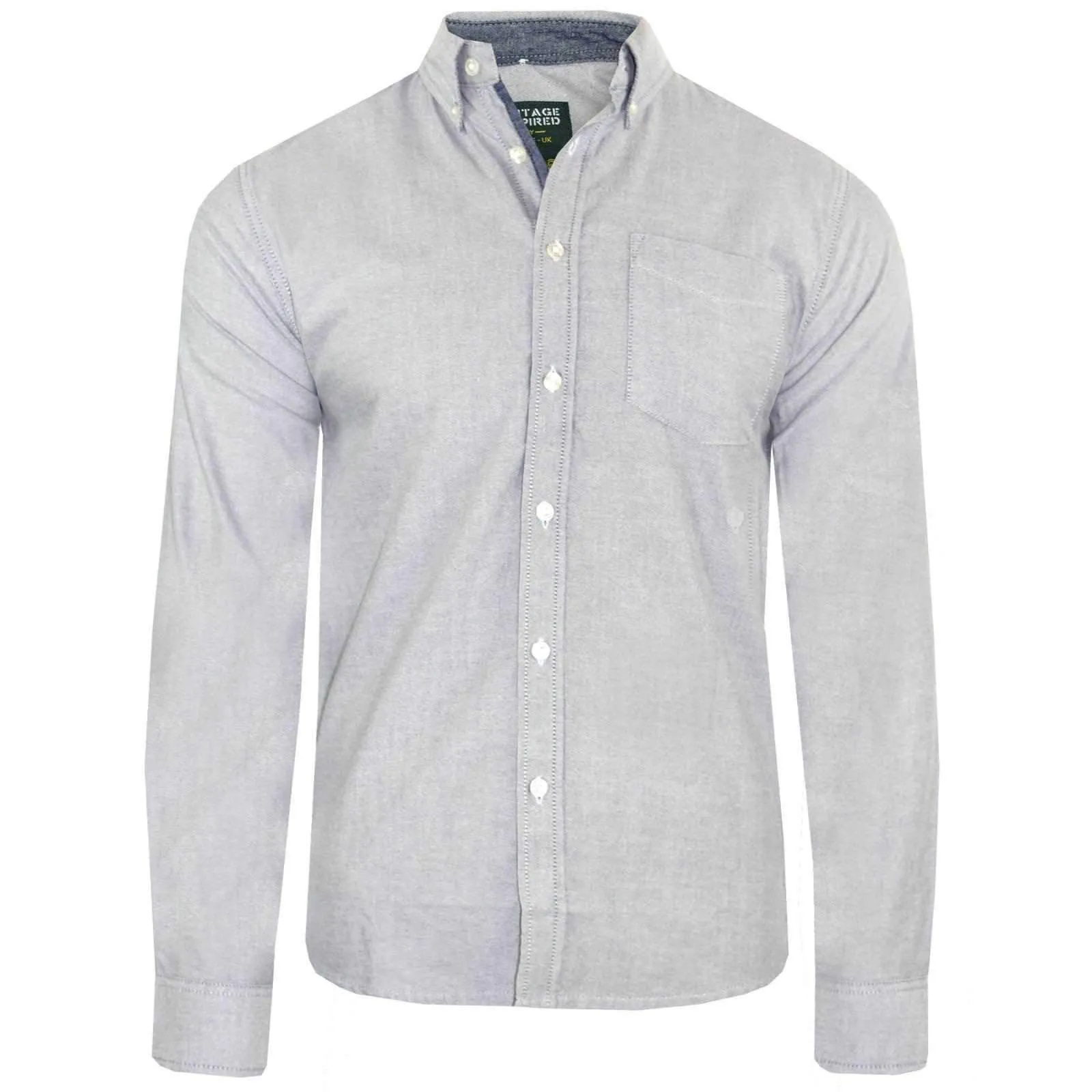 Mens Long Sleeved Oxford Shirt Button Down Collar