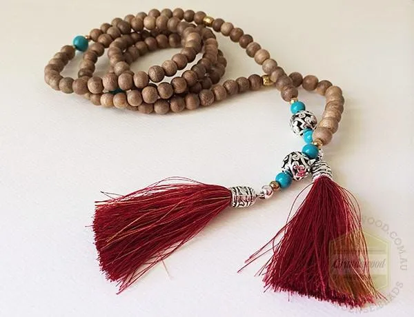 Necklace- Moroccan Inspired Lariat Agarwood Turquoise gemstones