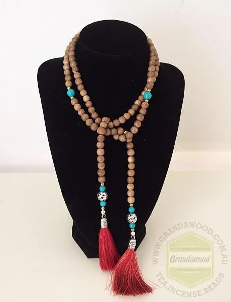 Necklace- Moroccan Inspired Lariat Agarwood Turquoise gemstones