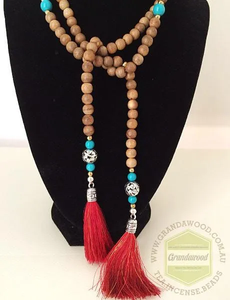 Necklace- Moroccan Inspired Lariat Agarwood Turquoise gemstones