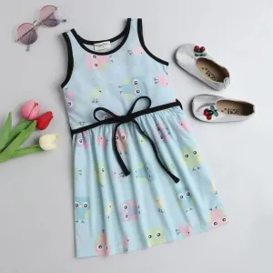 Owl Printed with Belt Dress
