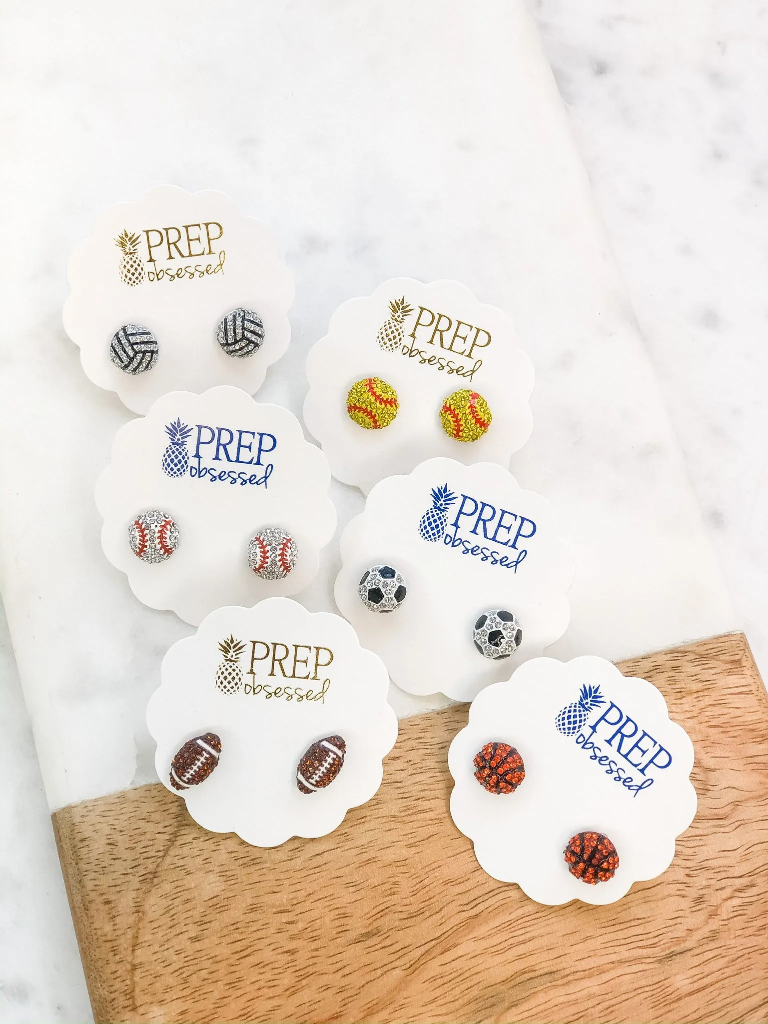 Petite Pave Football Stud Earrings