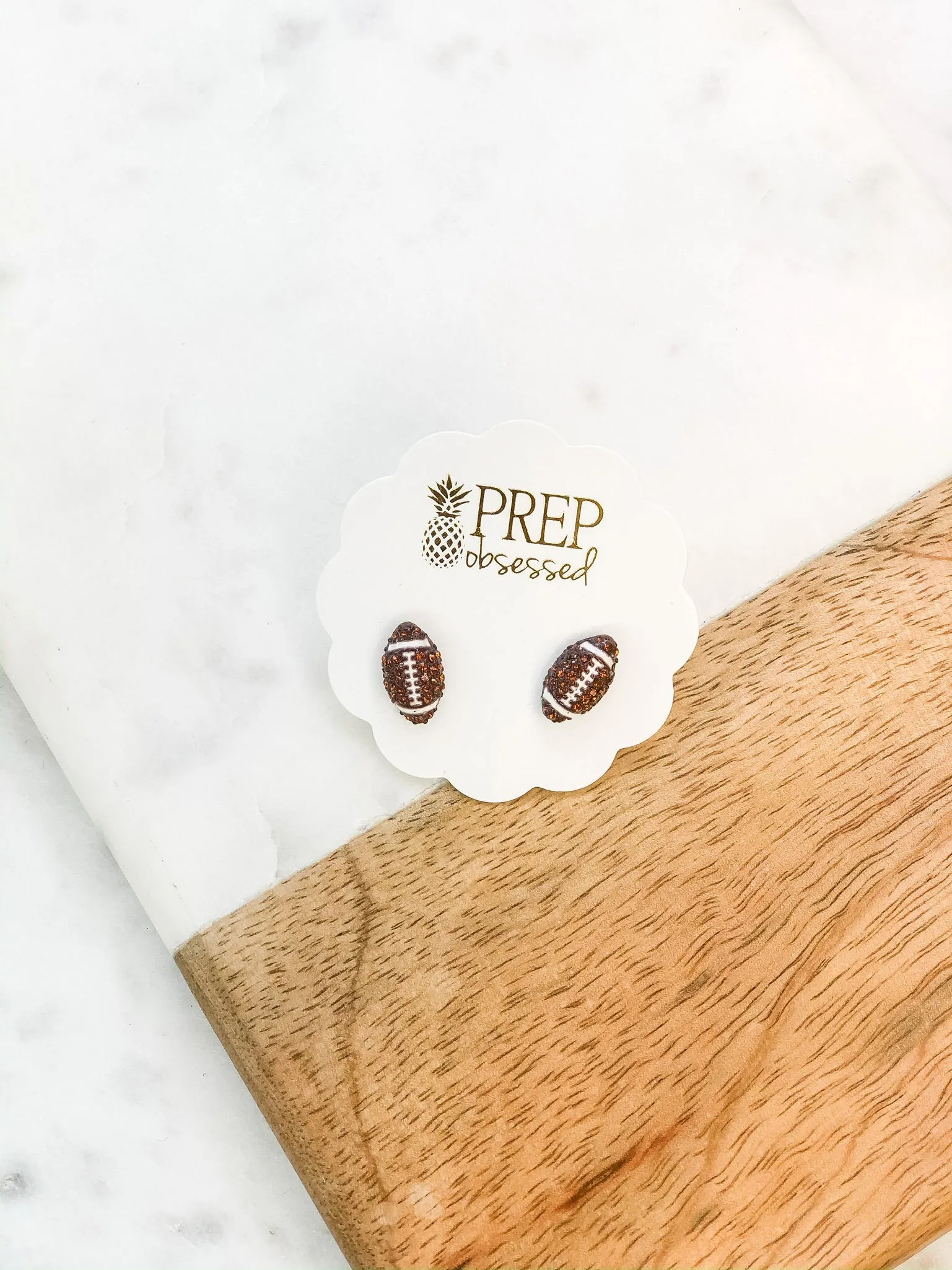 Petite Pave Football Stud Earrings