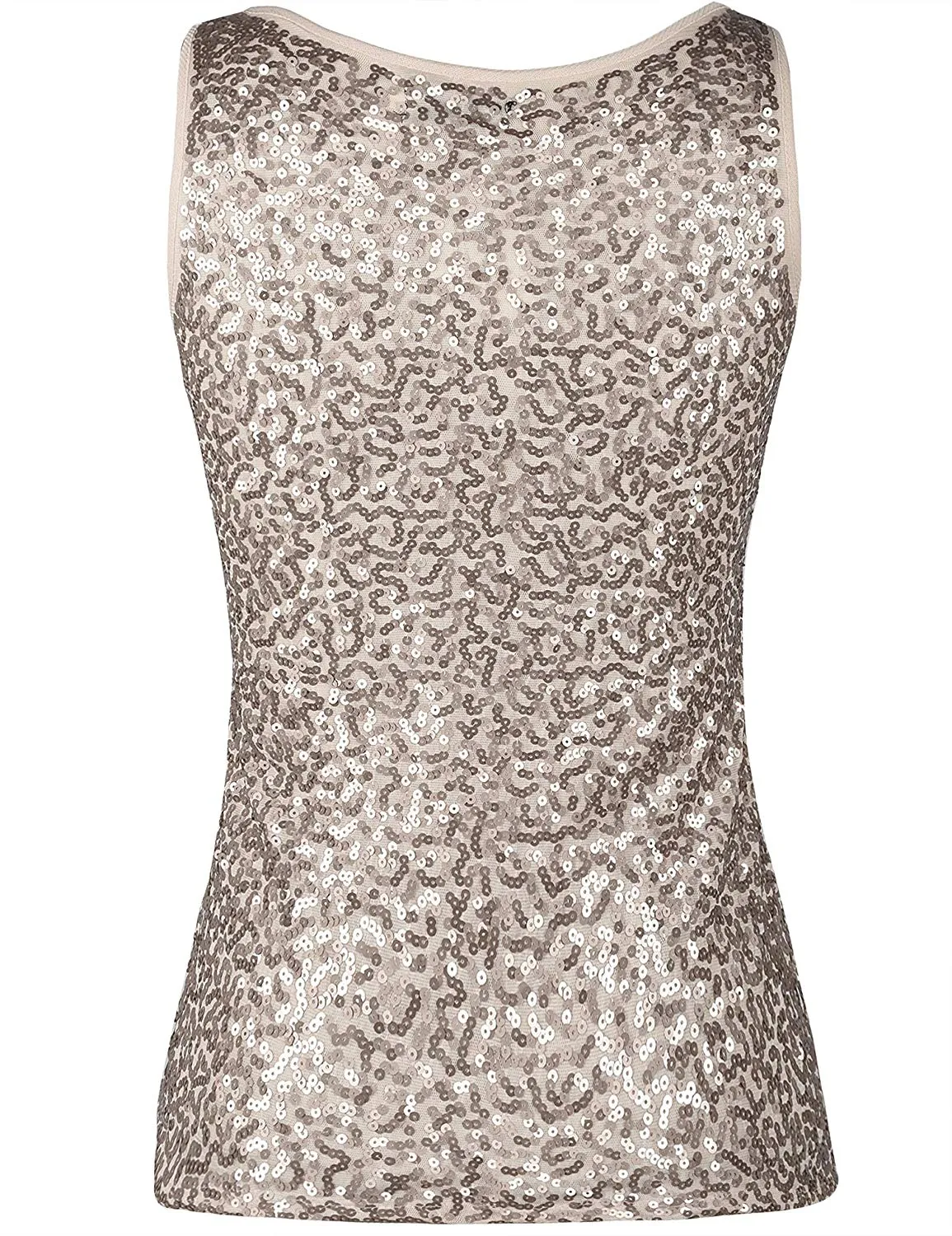 PrettyGuide Women's Full Sequin Tank Top Sleeveless Sparkle Shimmer Vest Tops Clubwear