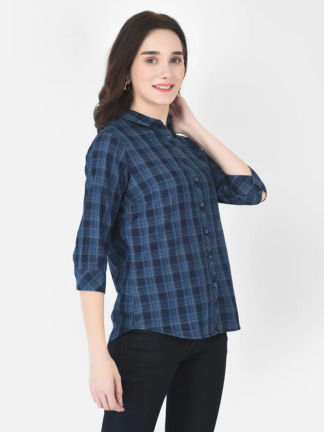 Prussian Blue Checked Shirt