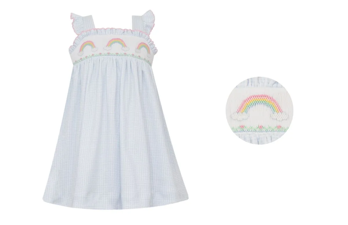 Rainbow | Light Blue Gingham Knit Sundress
