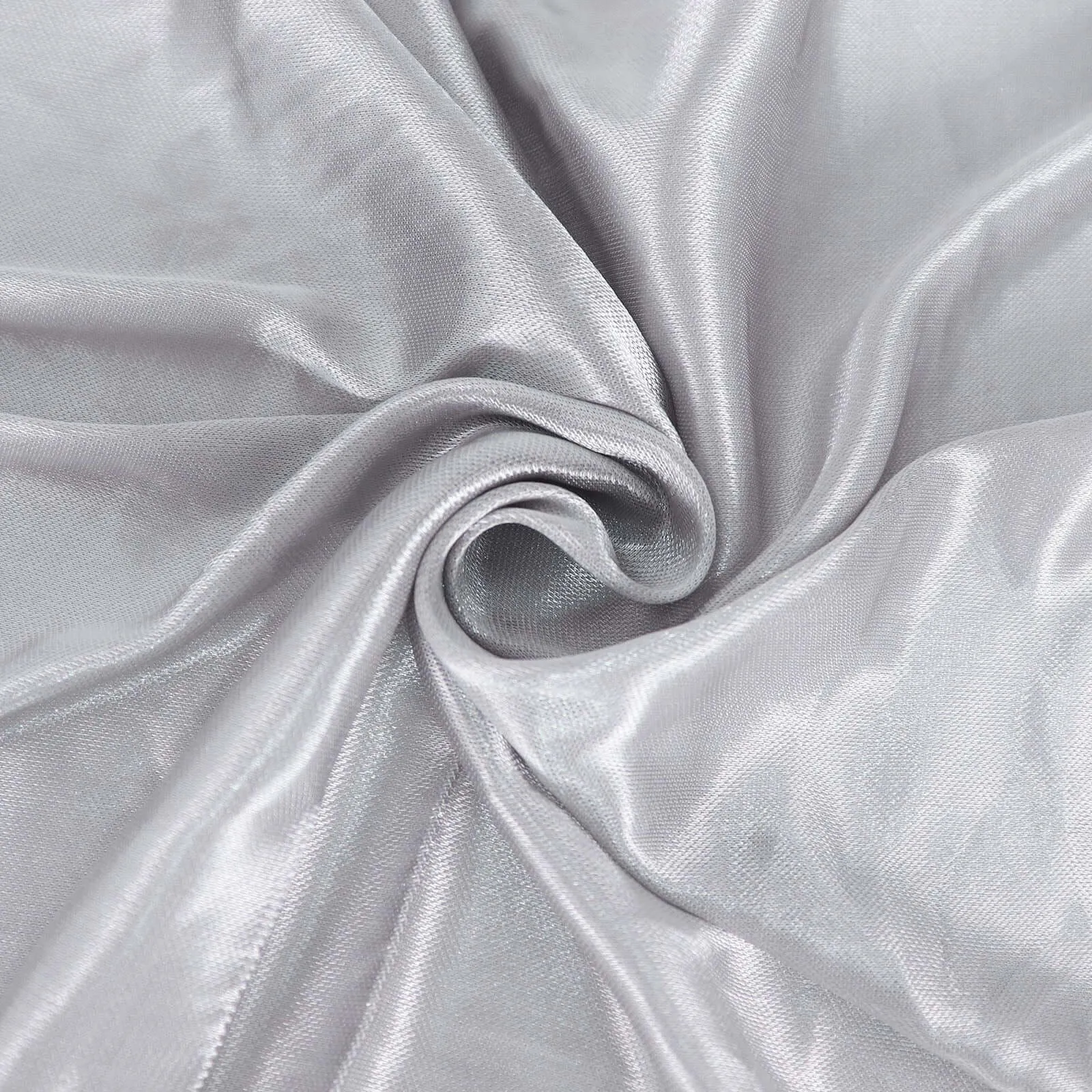 Satin Table Skirt 14ft Silver - Pleated Double Drape Table Cover