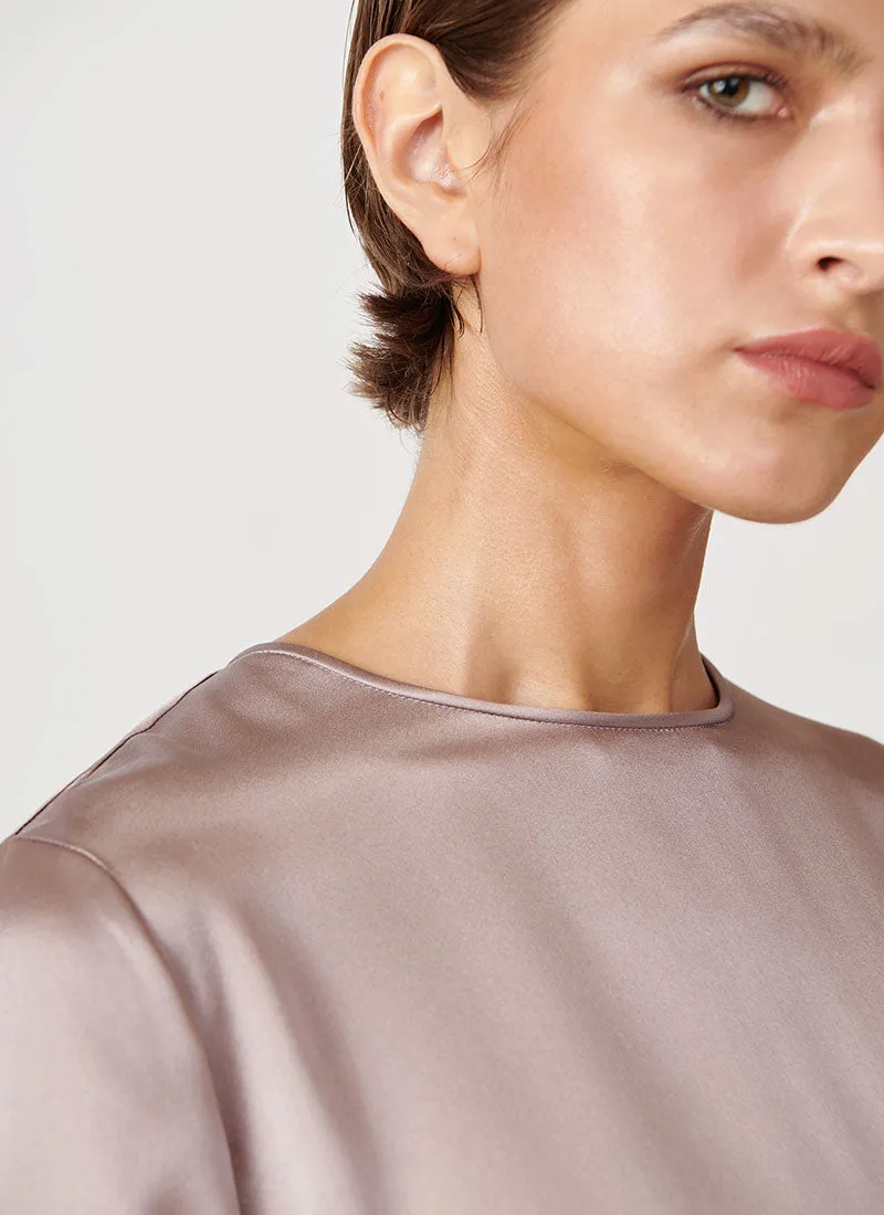 Short-Sleeve Mauve Silk Tee