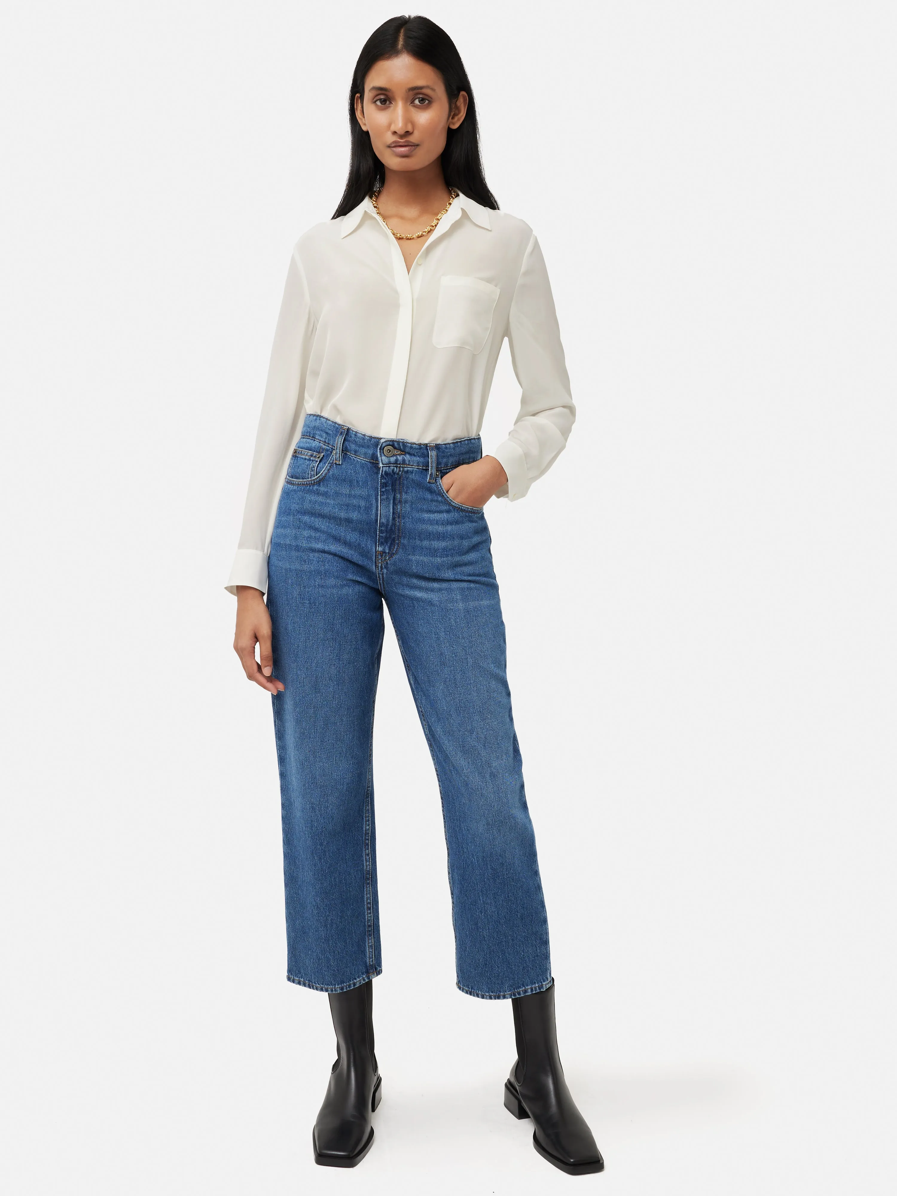Silk Long Sleeve Shirt | Ivory