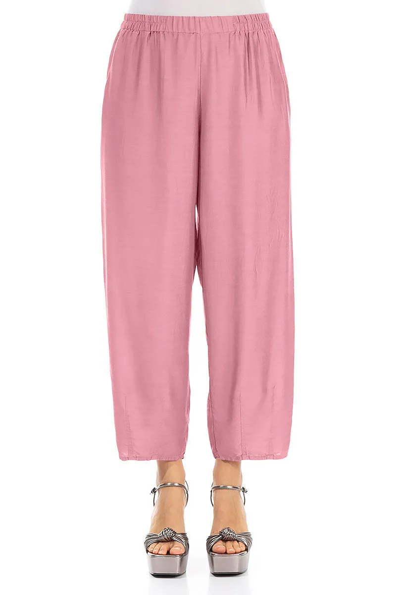 Slight Taper Mauve Taupe Silk Bamboo Trousers