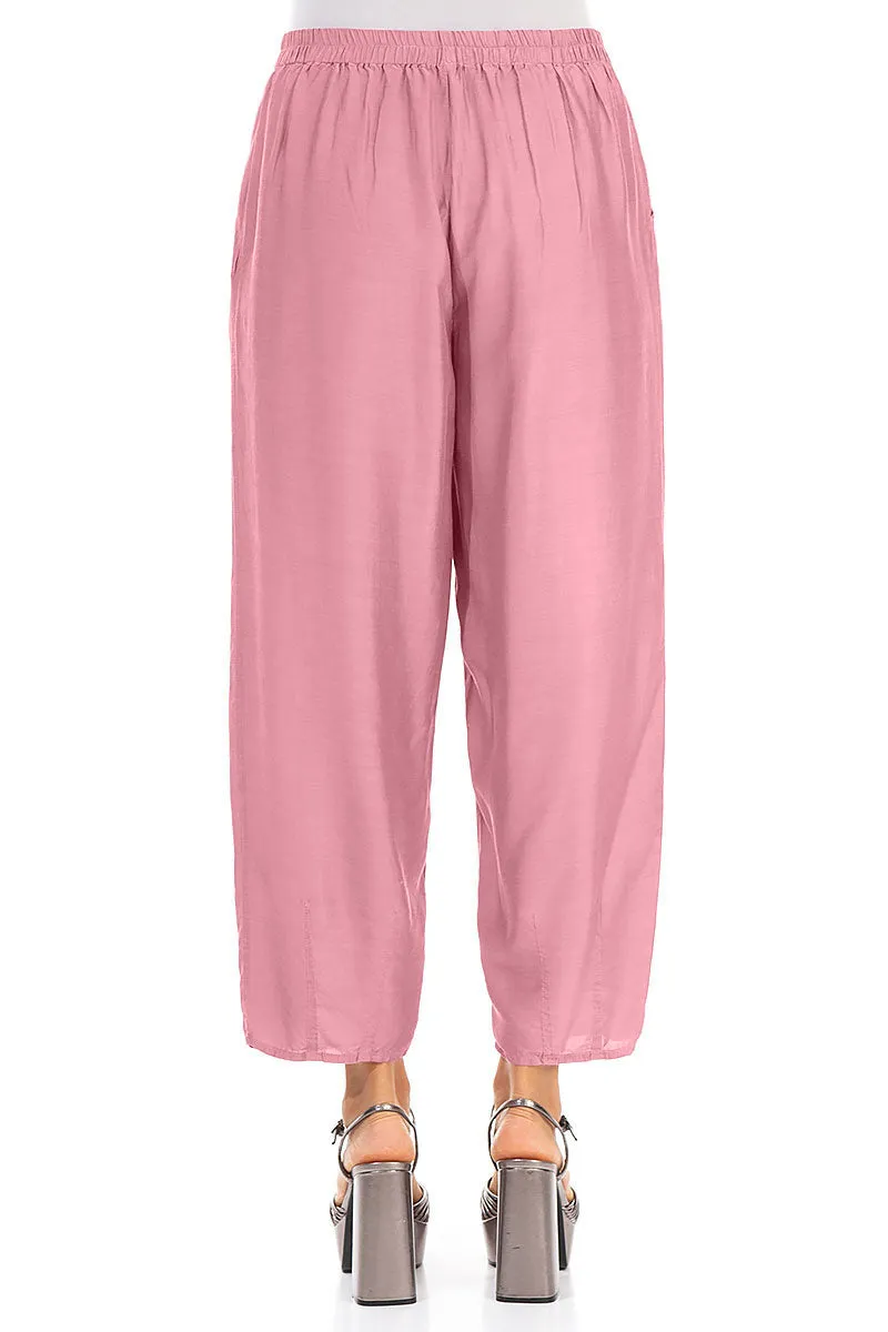 Slight Taper Mauve Taupe Silk Bamboo Trousers