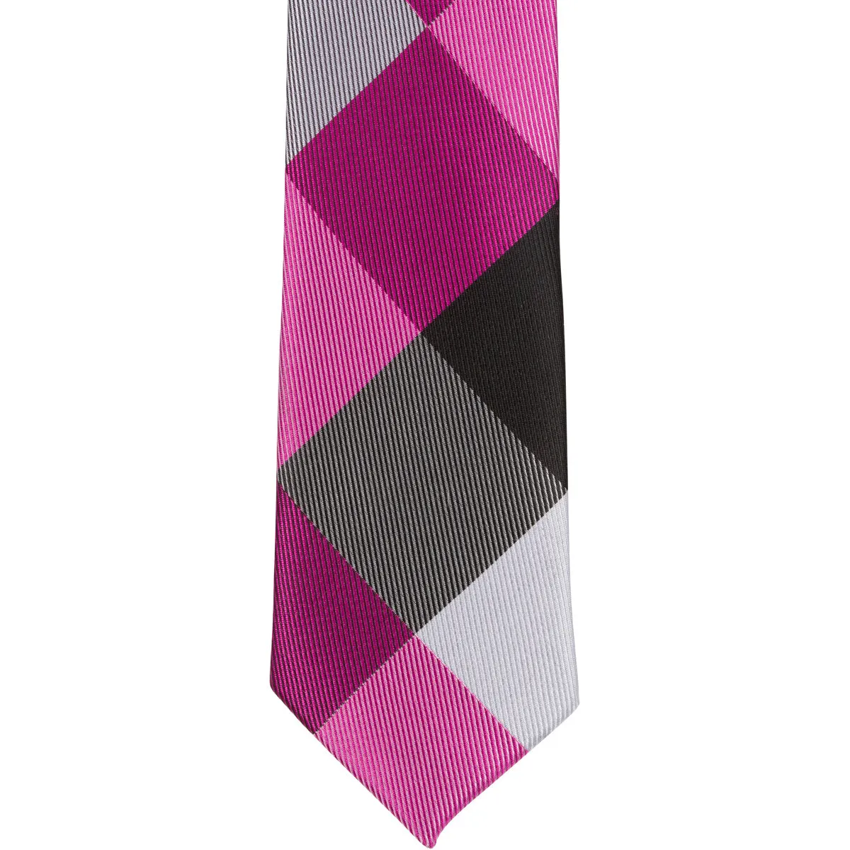 ST6 - Pink/Black/White Diamond Plaid - Skinny Width