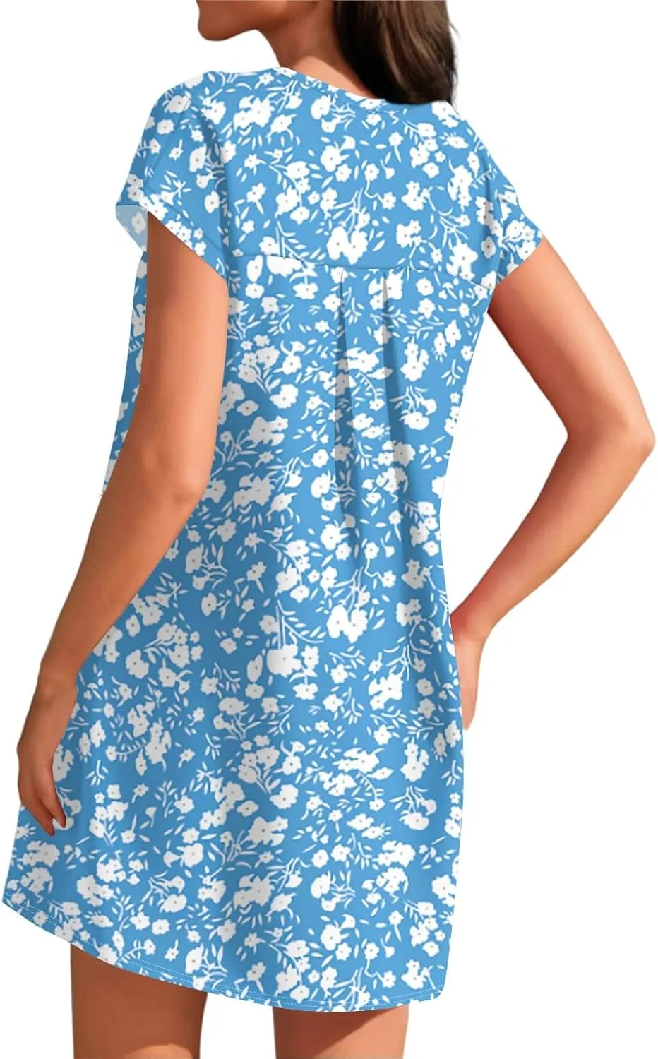 Summer Dresses for Women Print Short Sleeve Dress Casual Sundresses Beach Vacation Dress T Shirt Dress with Pockets