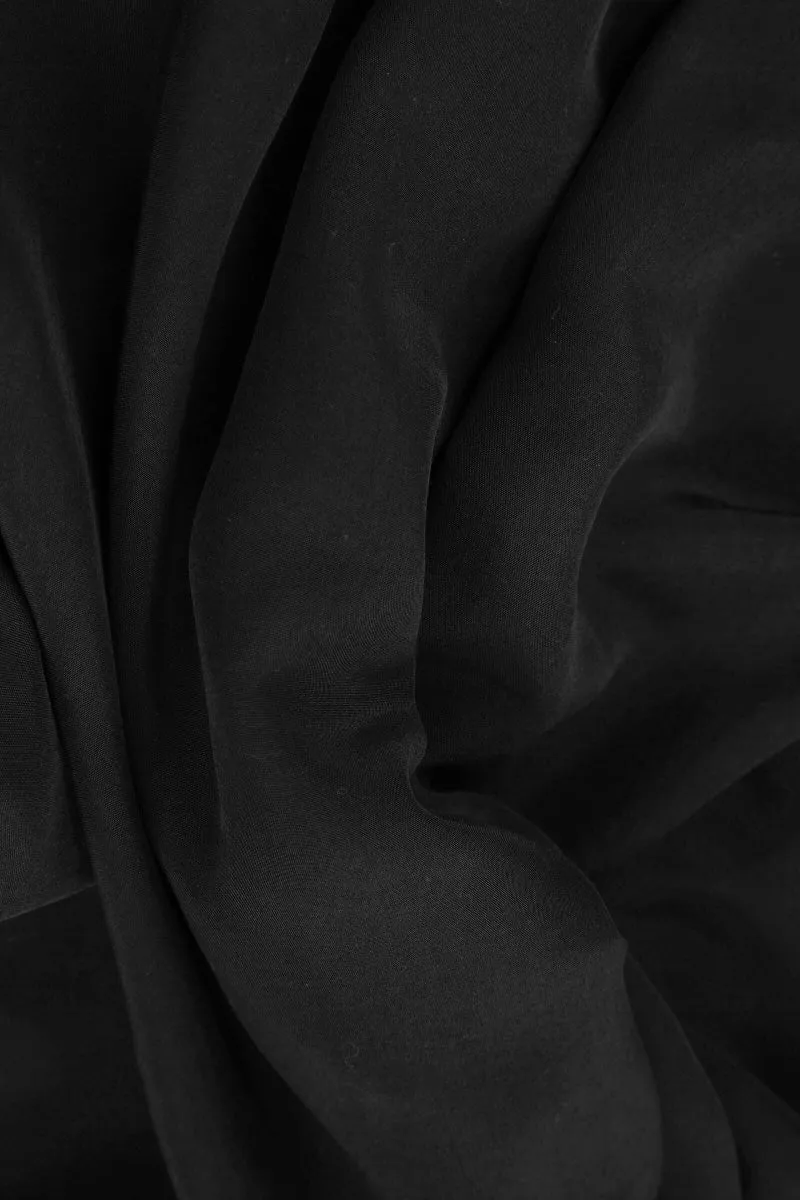 Taper Black Silk Bamboo Trousers
