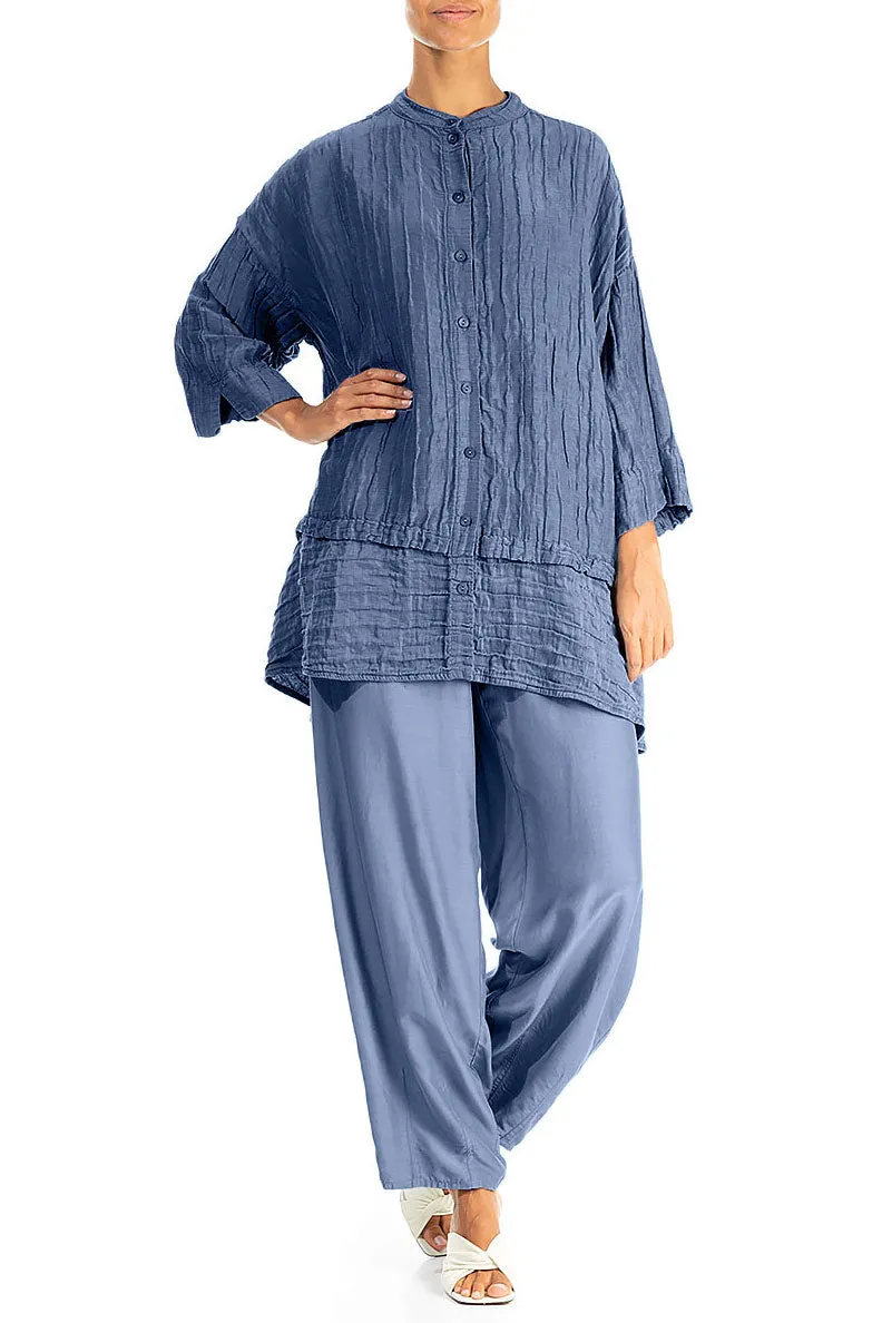 Taper Blue Nova Silk Bamboo Trousers