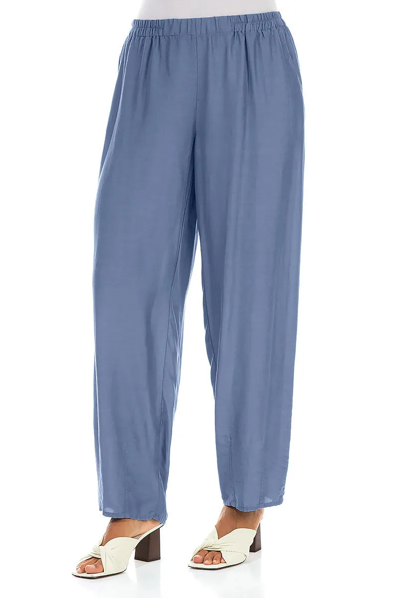 Taper Blue Nova Silk Bamboo Trousers