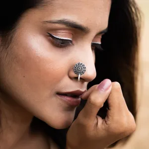Teejh Durva Silver Oxidised Nose Pin