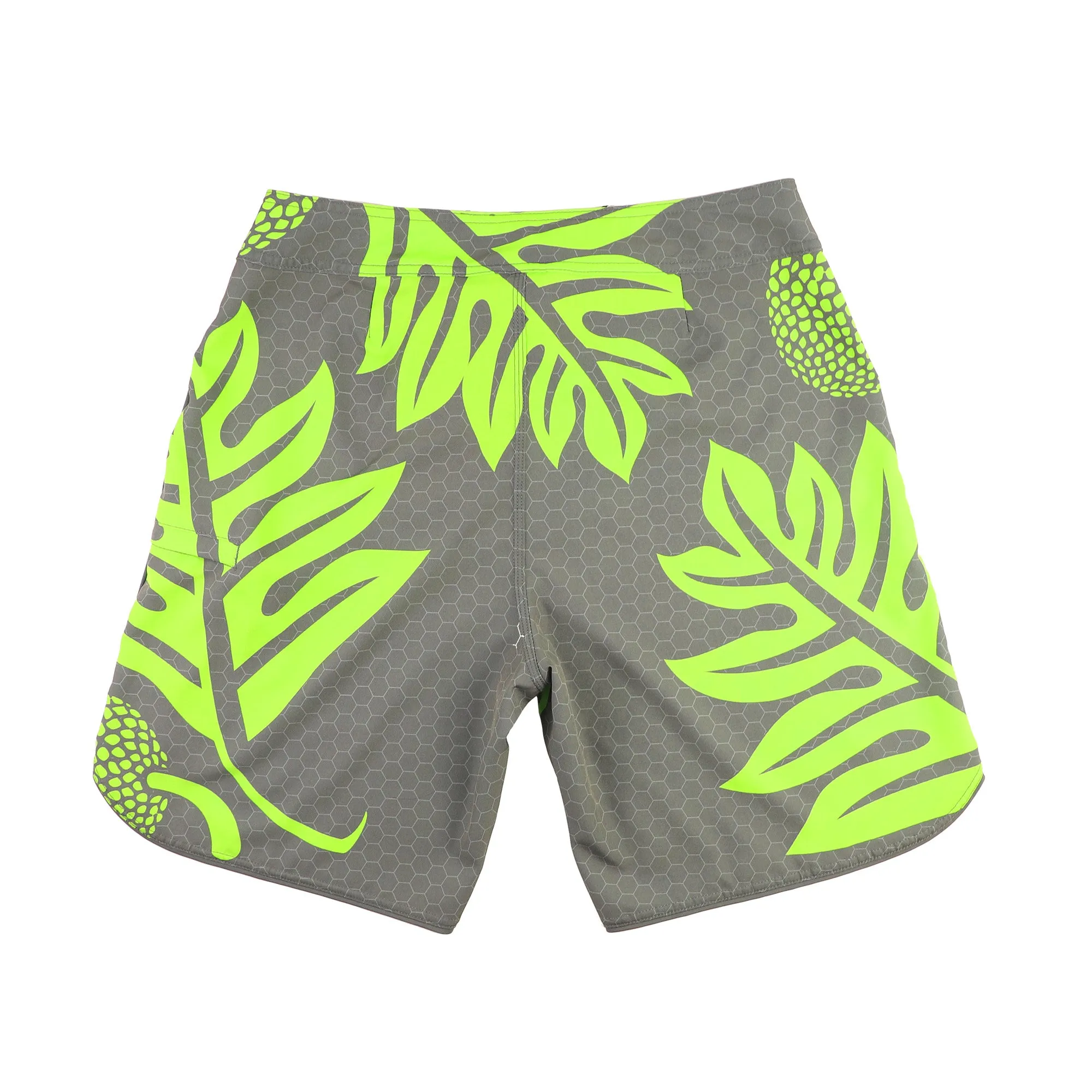 Ulu Kane Board Shorts in Grey with Green Print